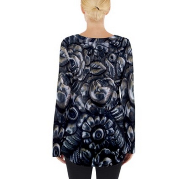 Floral Tiffany Tunic Shirt Blouse Boho Flowers Size Medium Large Cottagecore - Picture 3 of 7